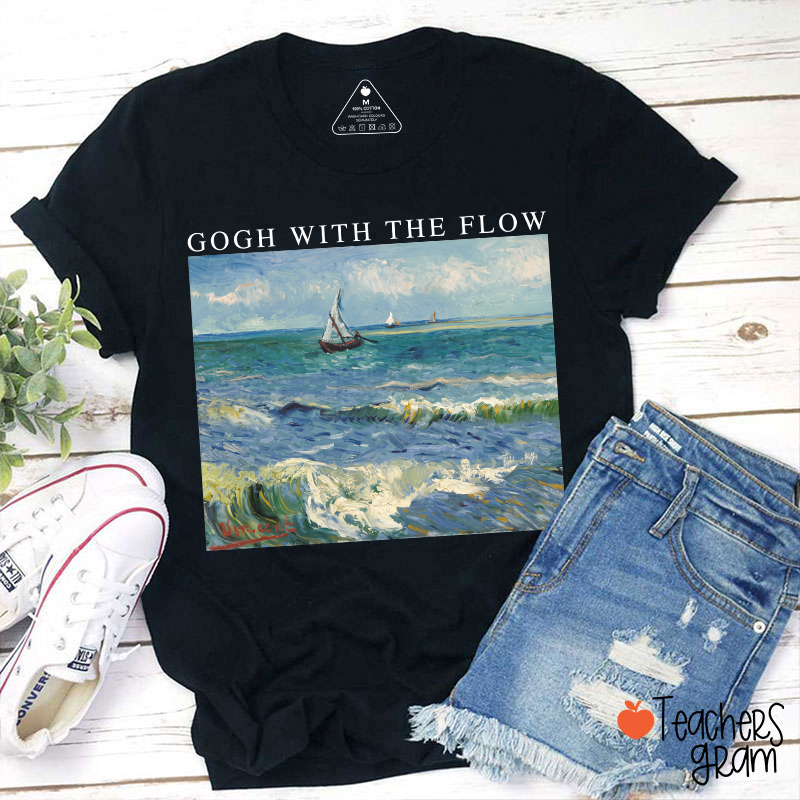 Gogh With The Flow Van Gogh Seascape Art Teacher T-Shirt