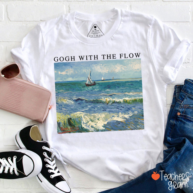Gogh With The Flow Van Gogh Seascape Art Teacher T-Shirt