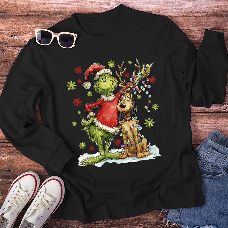 Green Guy And Dog Teacher Long Sleeve T-Shirt