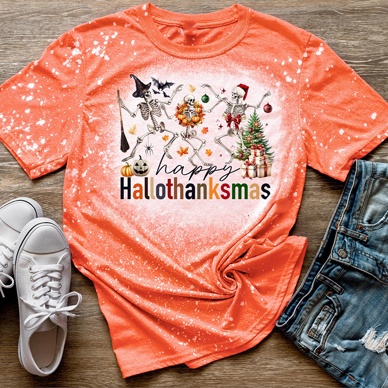 Hallothanksmas Teacher Printed T-Shirt