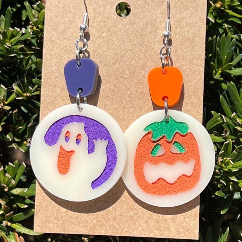 Halloween Pumpkin Ghost Teacher Acrylic Earrings