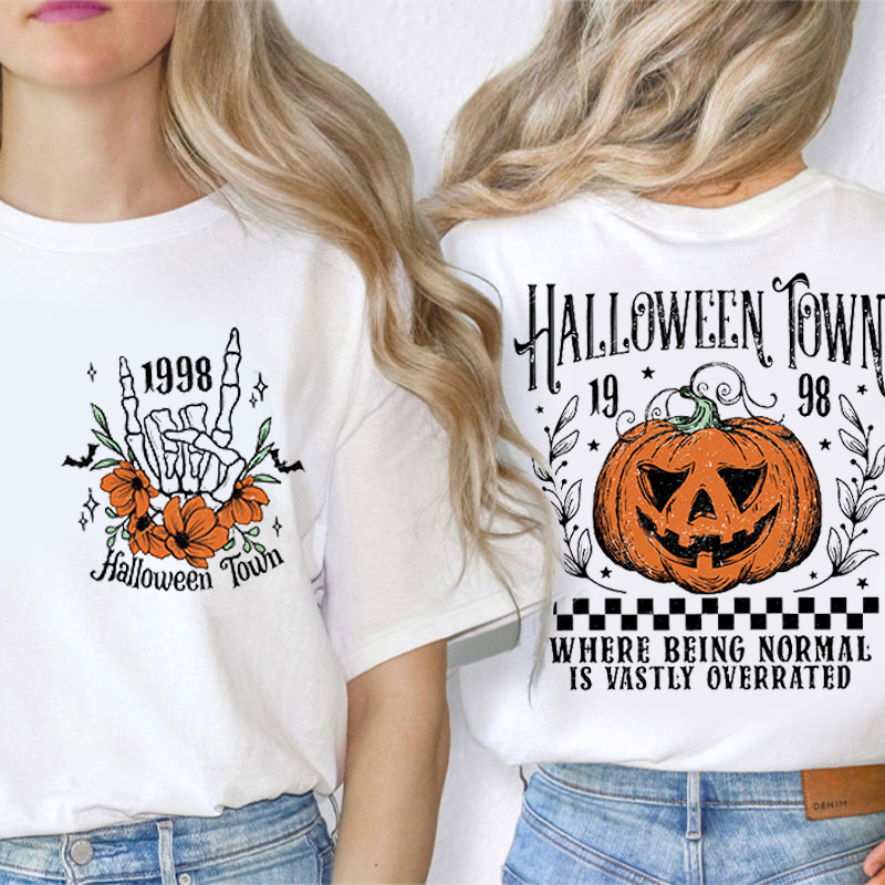 Halloween Town Where Being Normal Is Vastly Overrated Teacher Two Sided T-Shirt