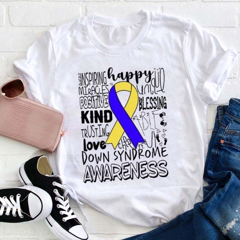 Happy Kind Love Awareness Teacher T-Shirt