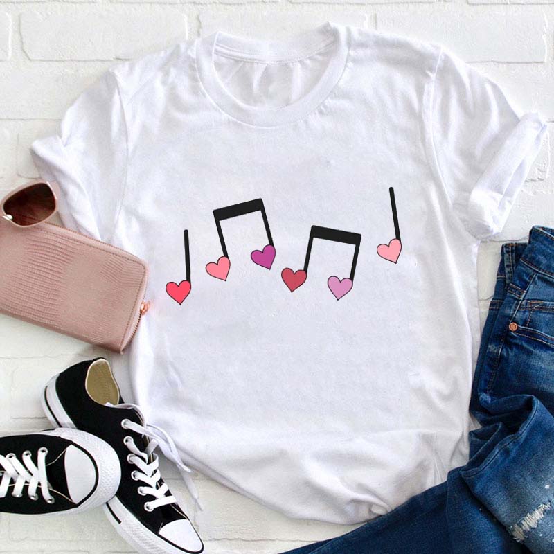 Heart Music Notes Teacher T-Shirt