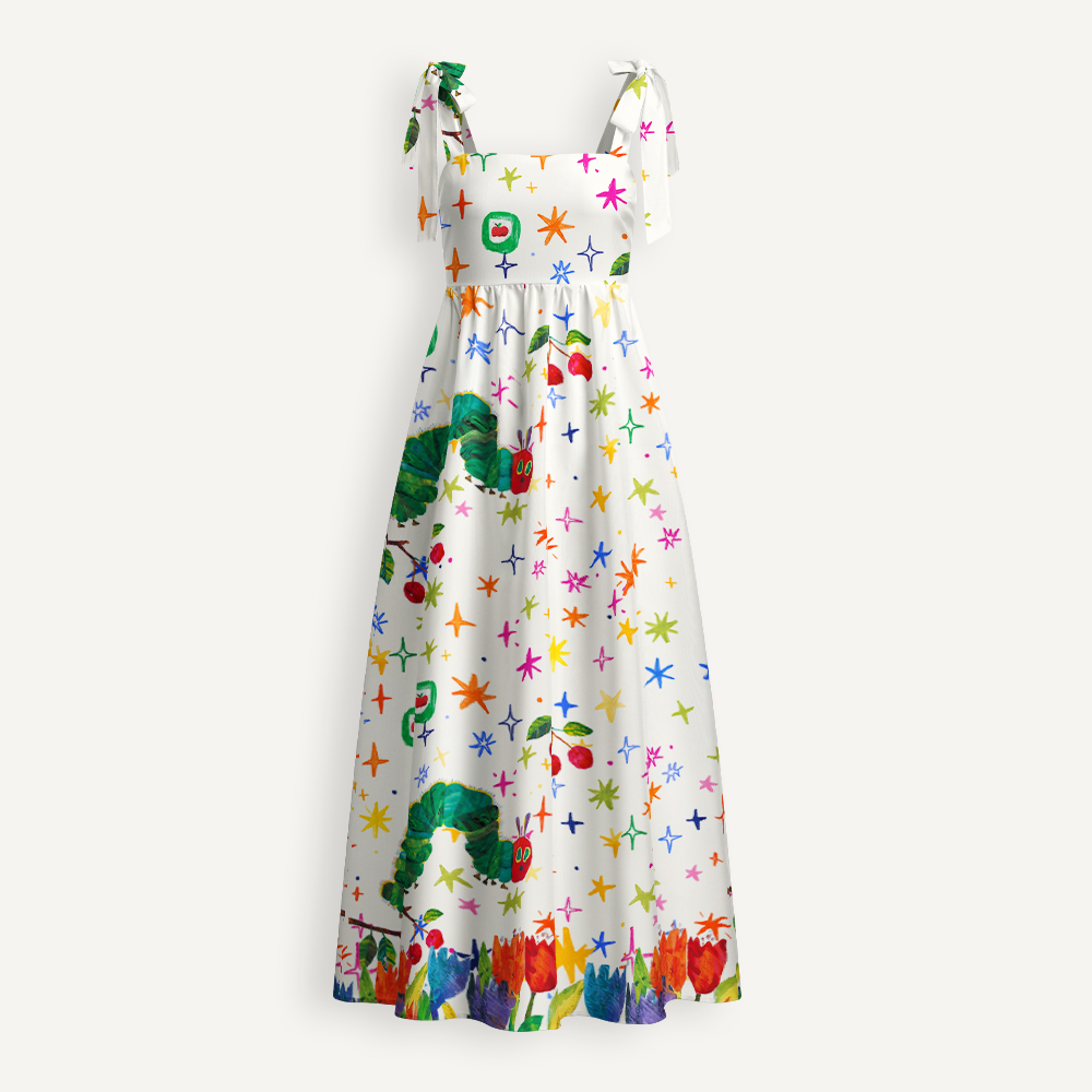Hungry Caterpillar And Colorful Stars Teacher Tie Shoulder Dress