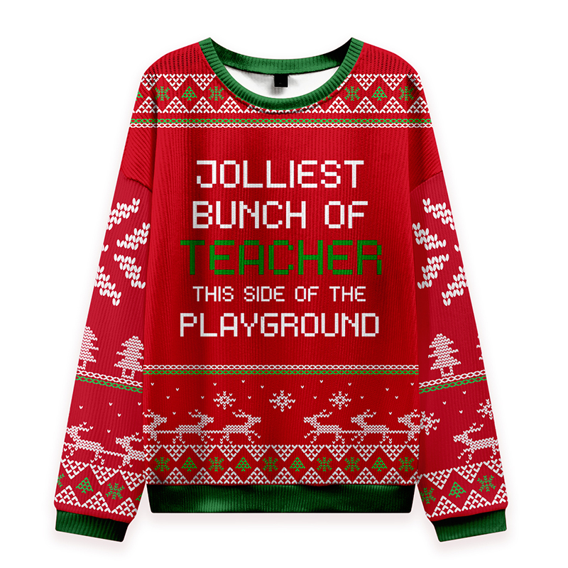 Jolliest Bunch Of Teacher In This Side Of The Playground Teacher Ungly Knit Sweatshirt
