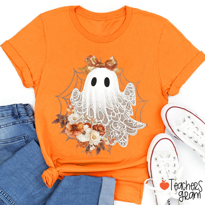 Lace Ghost Halloween Teacher T-Shirt