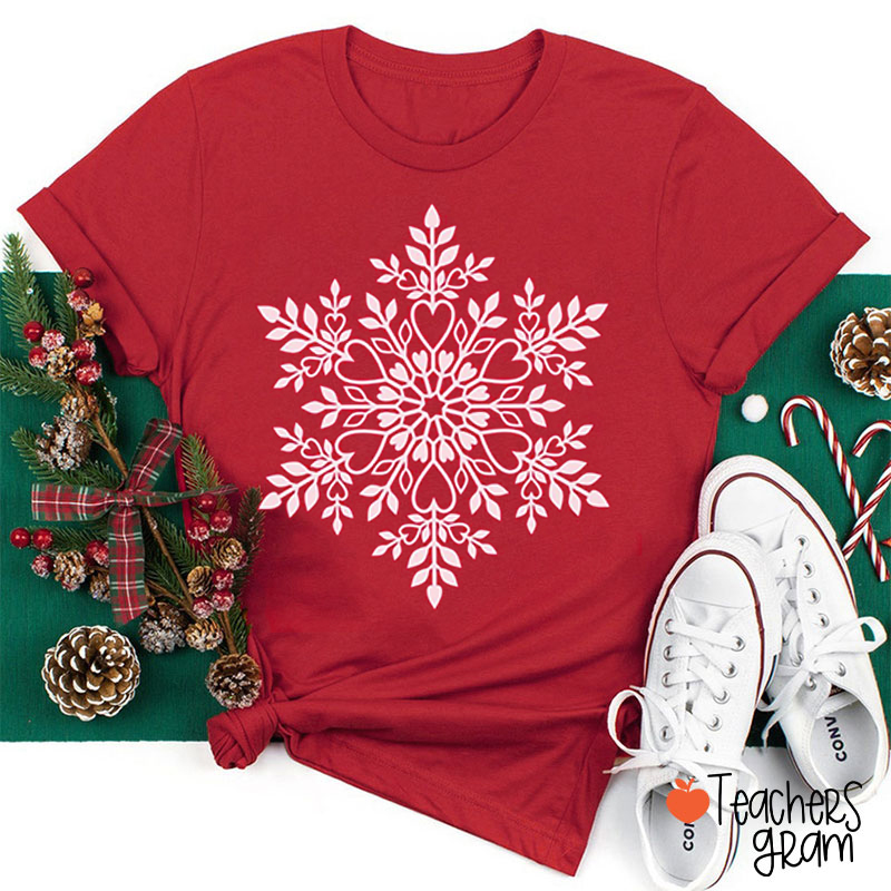 Leaf Shaped Snowflakes Teacher T-Shirt