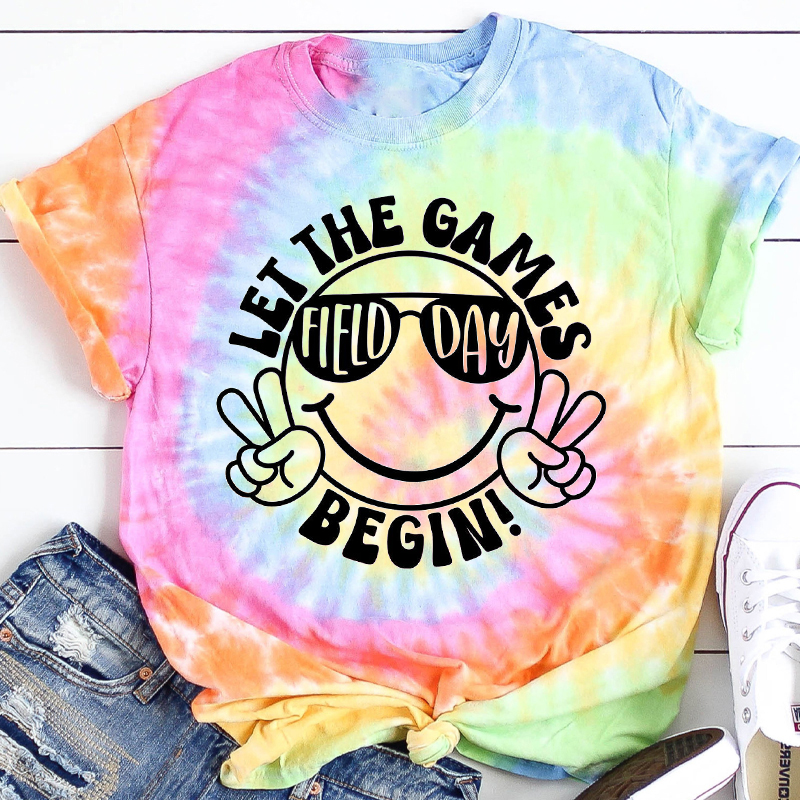 Let The Games Field Day Begin Teacher Tie-dye T-Shirt