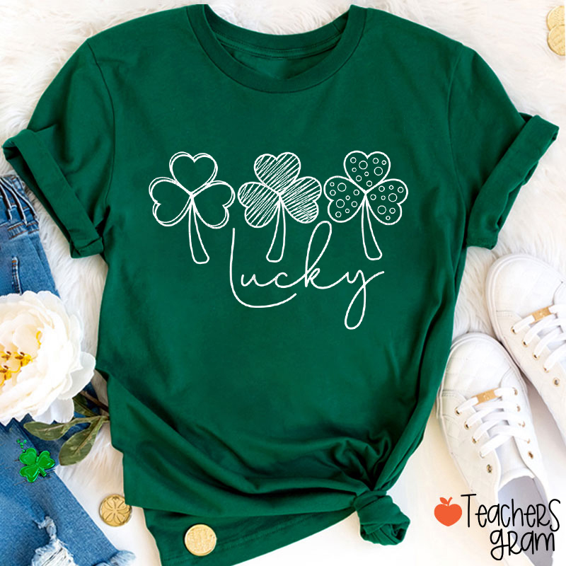 Lucky Shamrock St Patricks Day Teacher T-Shirt