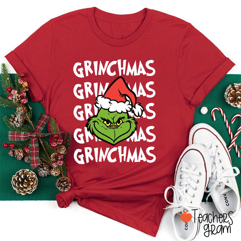 Mean Guy With Santa Hat Teacher T-Shirt