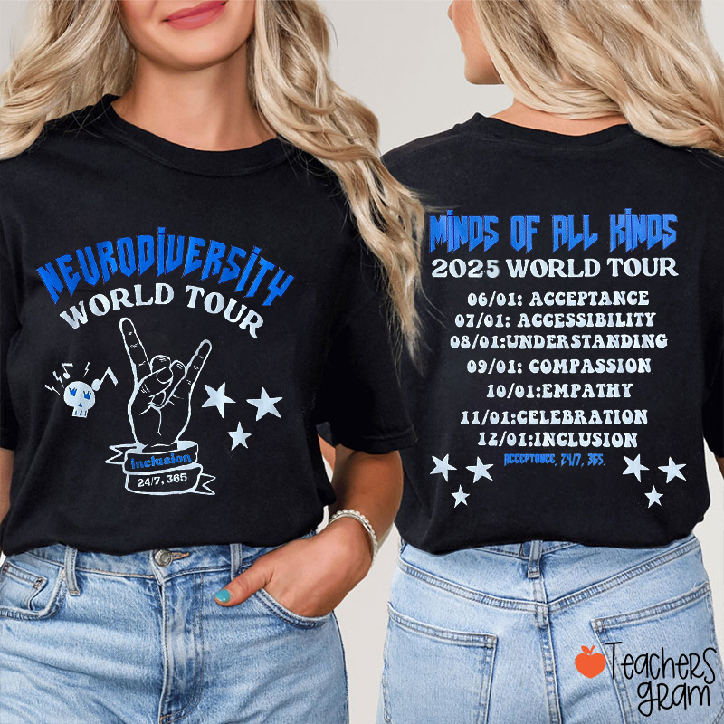 Minds Of All Kinds Autism Acceptance Teacher Two Sided T-Shirt