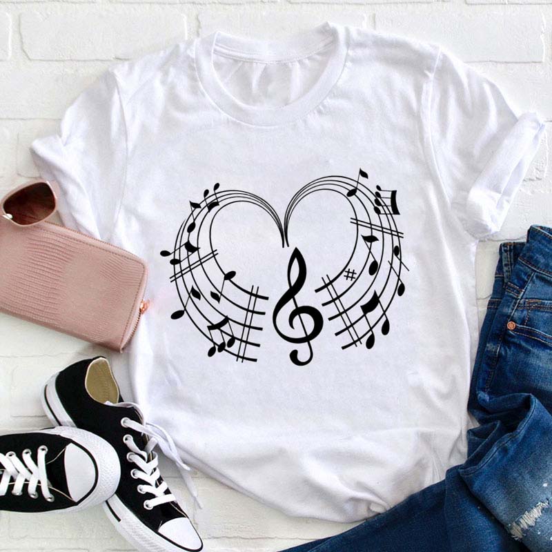 Music Notes Heart Teacher T-Shirt
