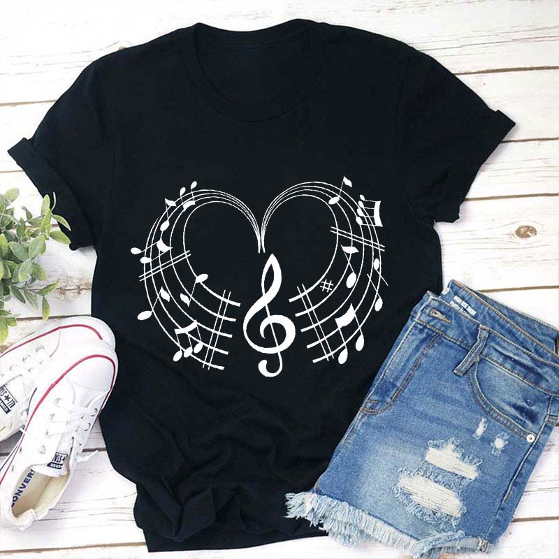 Music Notes Heart Teacher T-Shirt