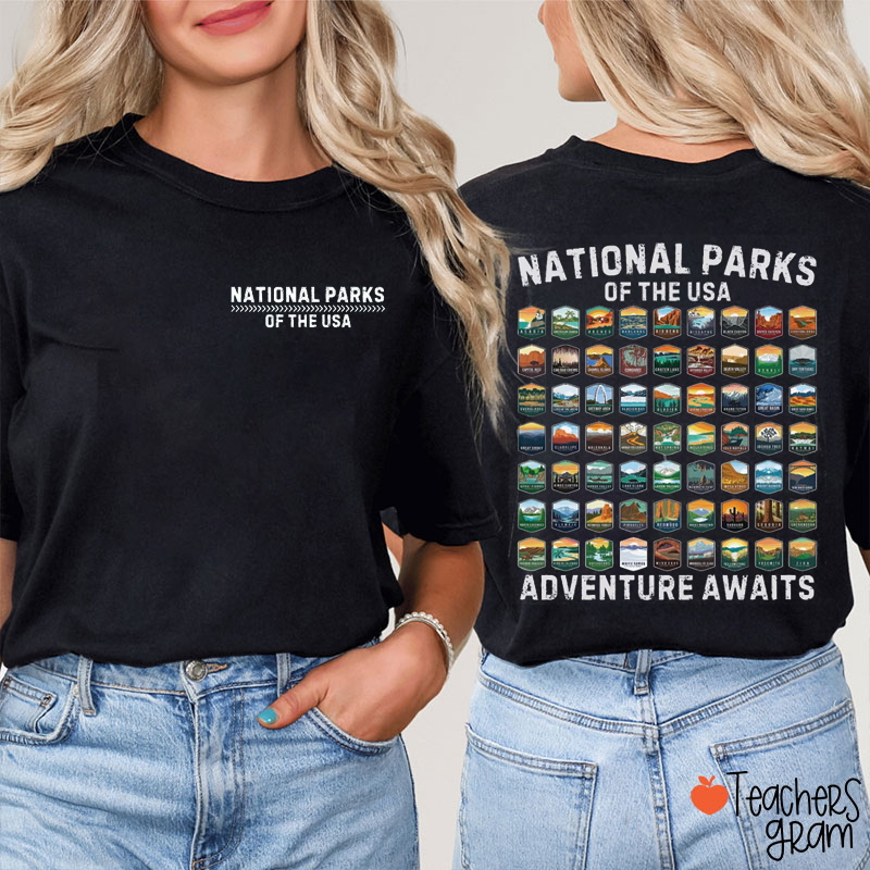 National Parks Of The USA Teacher Two Sided T-Shirt