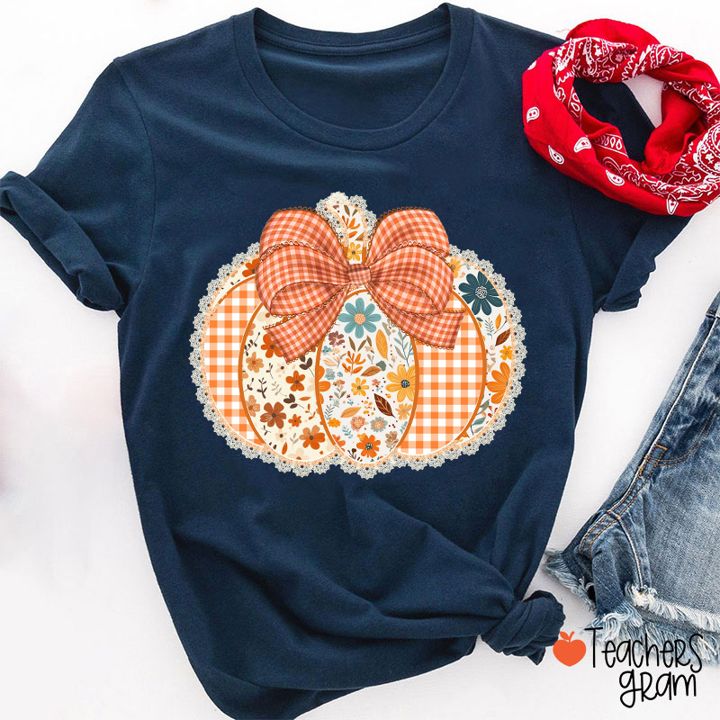 Patchwork Pumpkin Teacher T-Shirt