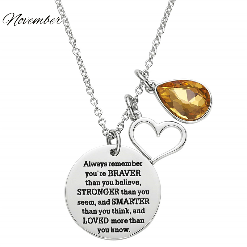 12-color Birthstone Diamond Teacher Necklace