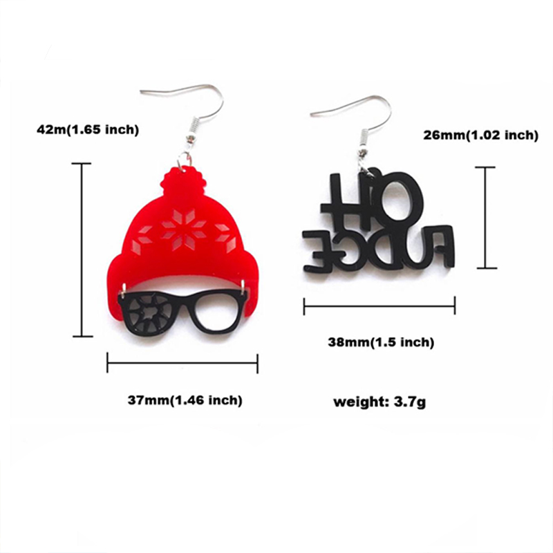 Santa Claus Glasses Teacher Acrylic Earrings