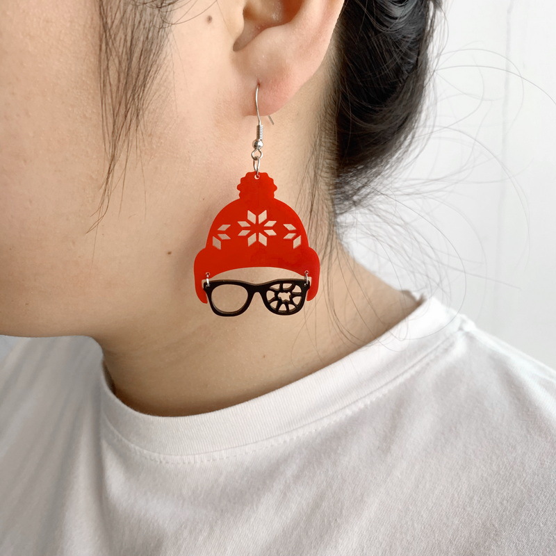 Santa Claus Glasses Teacher Acrylic Earrings
