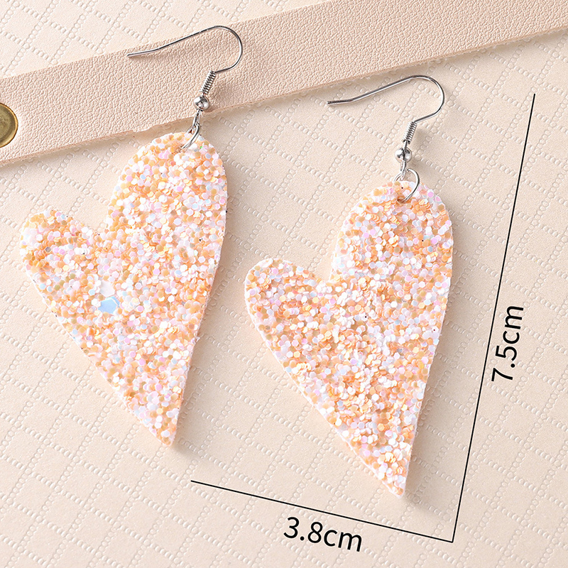 Sequin Heart Teacher Leather Earrings