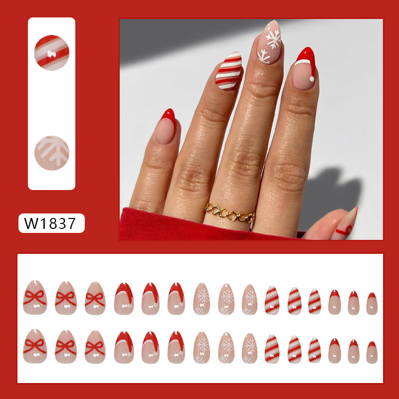 30pcs Snowflake Christmas Hat Teacher Fake Nail