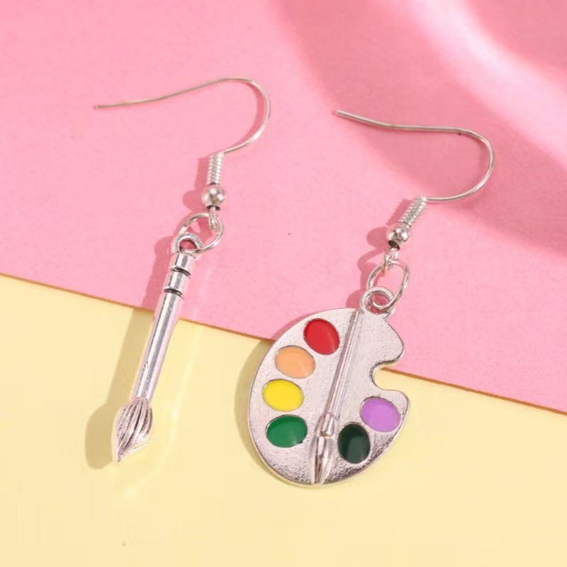 Drawing Board Brush Teacher Metal Earrings