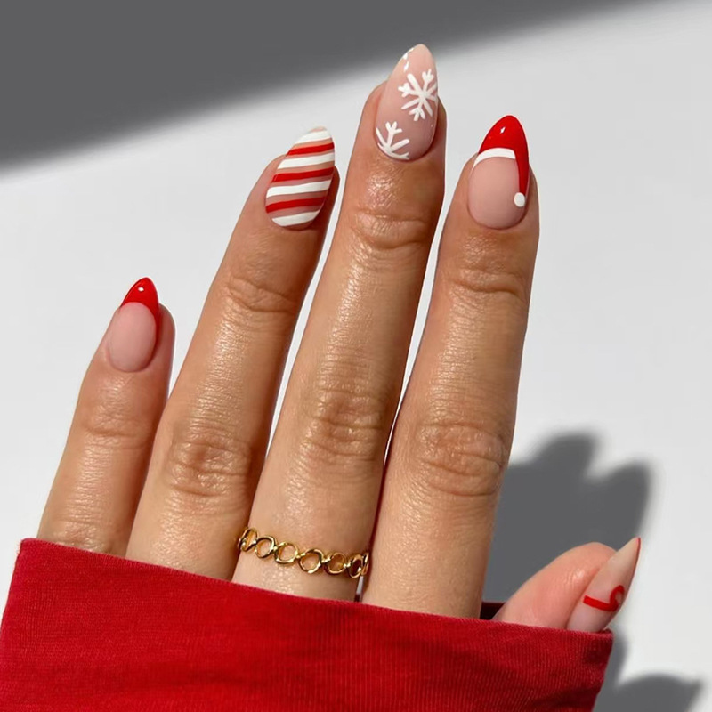 30pcs Snowflake Christmas Hat Teacher Fake Nail