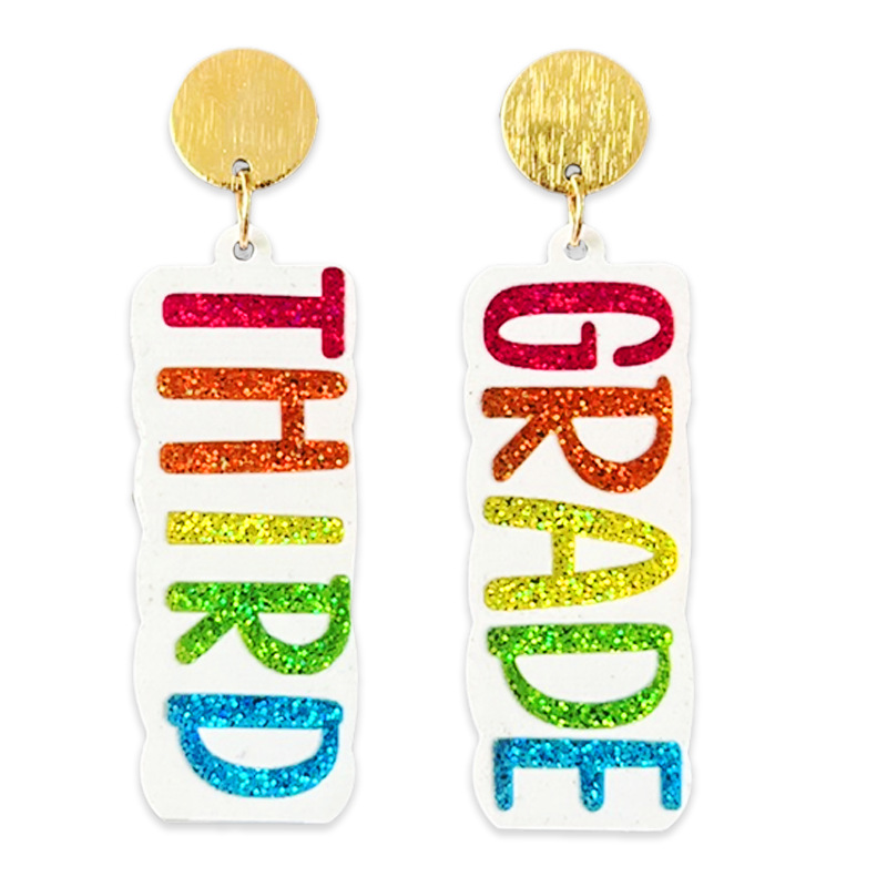 Glitter Grade Teacher Acrylic Earrings