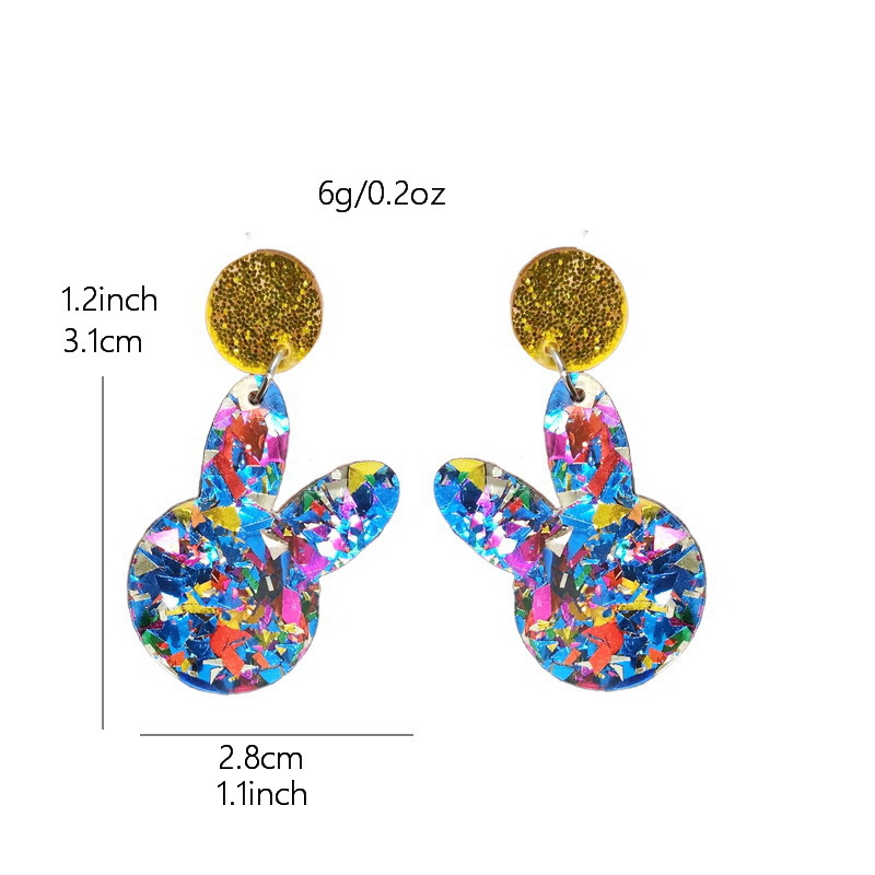 Colorful Glitter Bunny Teacher Acrylic Earrings