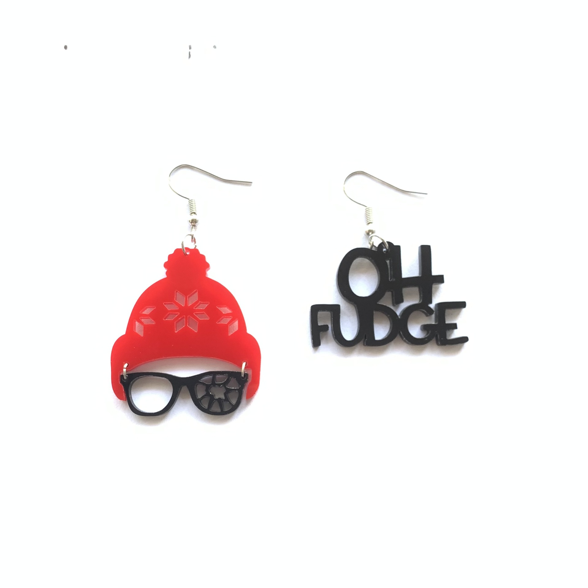 Santa Claus Glasses Teacher Acrylic Earrings