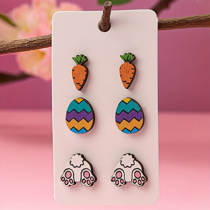 Rabbit Easter Egg Teacher Metal Earrings