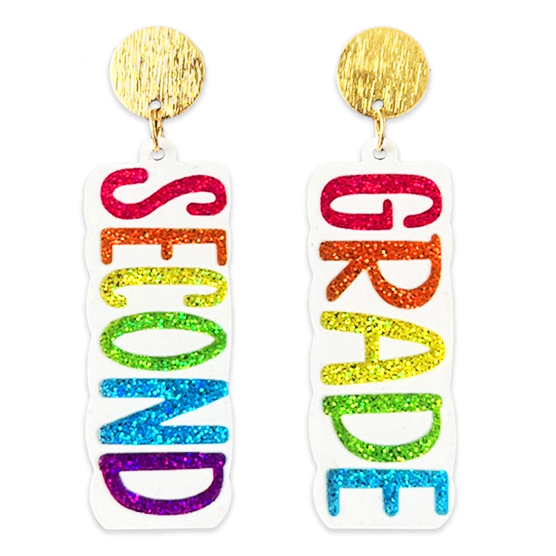 Glitter Grade Teacher Acrylic Earrings