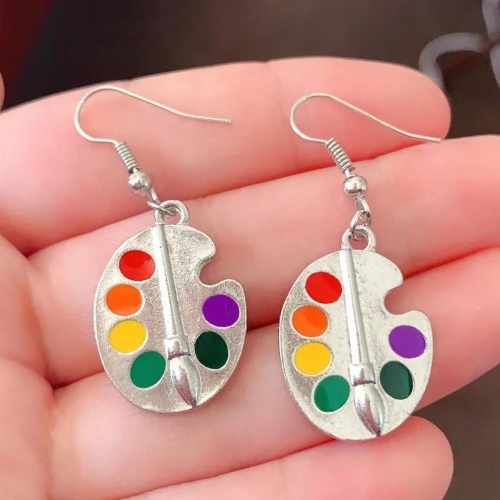 Drawing Board Brush Teacher Metal Earrings