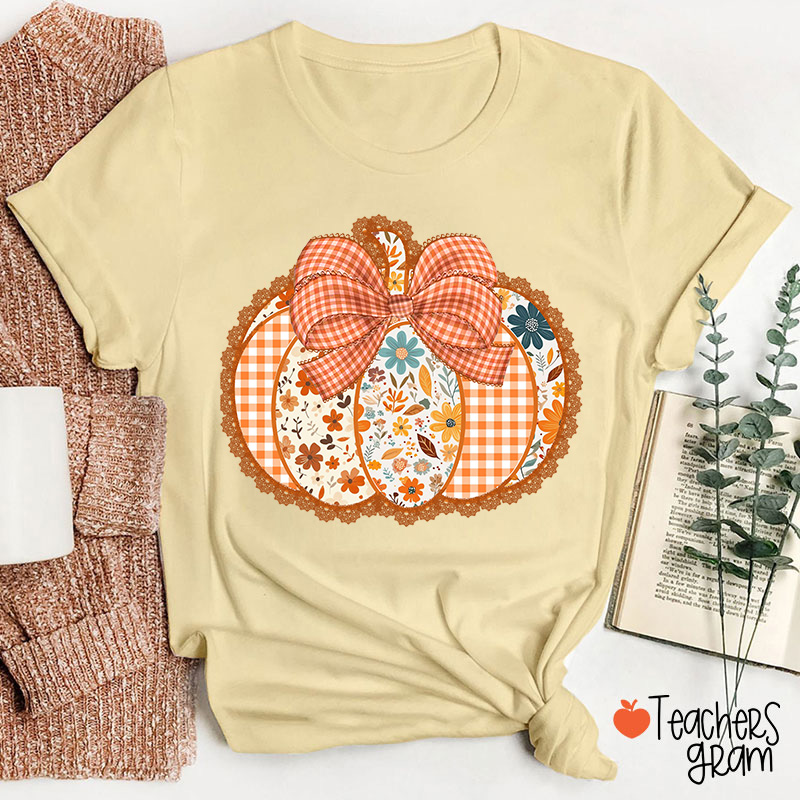 Patchwork Pumpkin Teacher T-Shirt