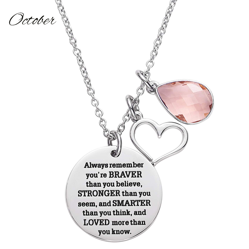 12-color Birthstone Diamond Teacher Necklace