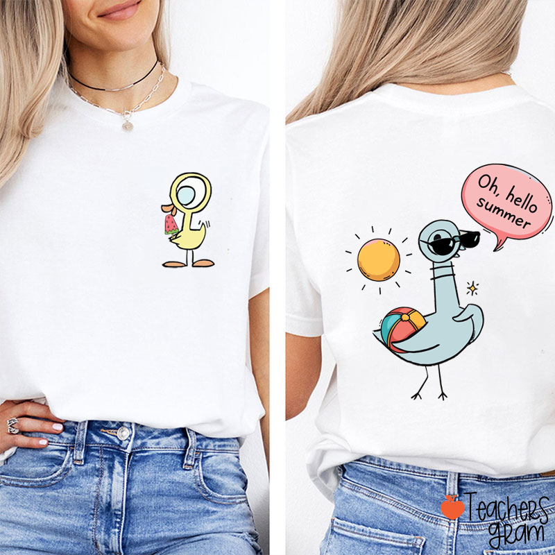 Oh Hello Summer Teacher Two Sided T-Shirt