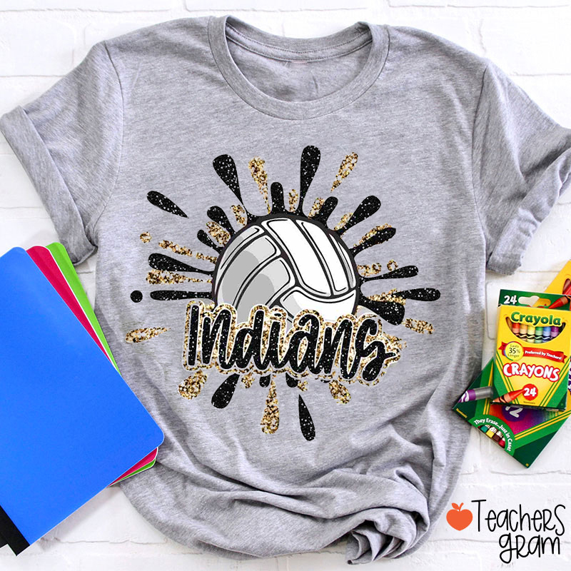 Personalized Mascot And Sport Splash Pattern Teacher T-Shirt