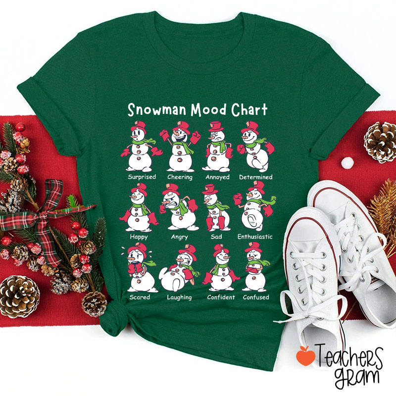 Snowman Mood Chart Teacher T-Shirt