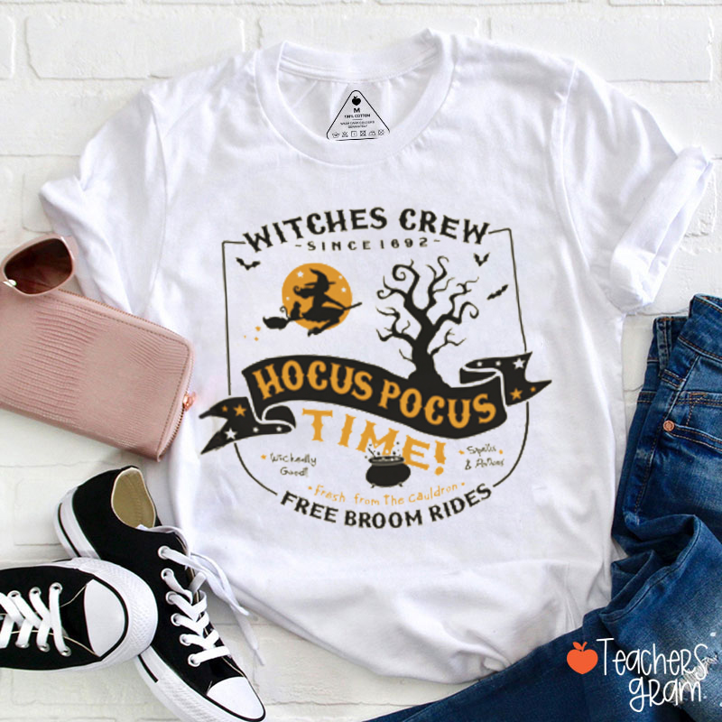Witches Crew Hocus Pocus Time Teacher T-Shirt