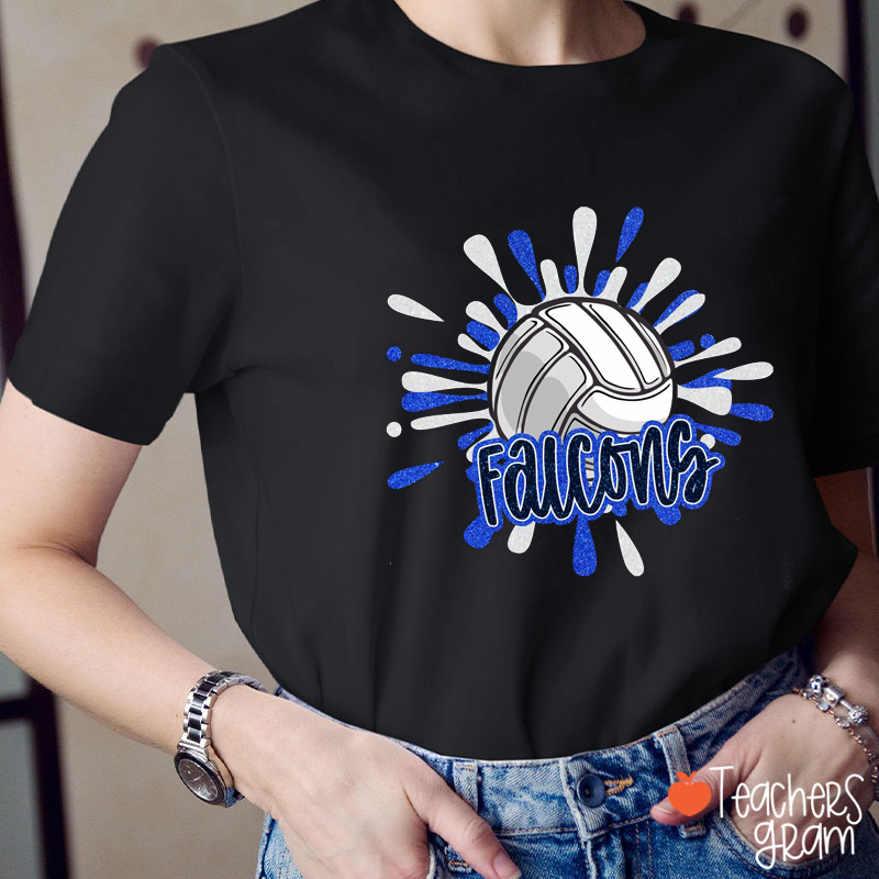 Personalized Mascot And Sport Splash Pattern Teacher T-Shirt