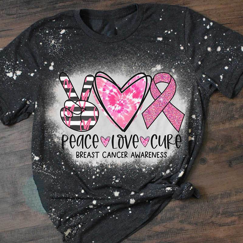 Peace Love Cure Teacher Printed T-Shirt