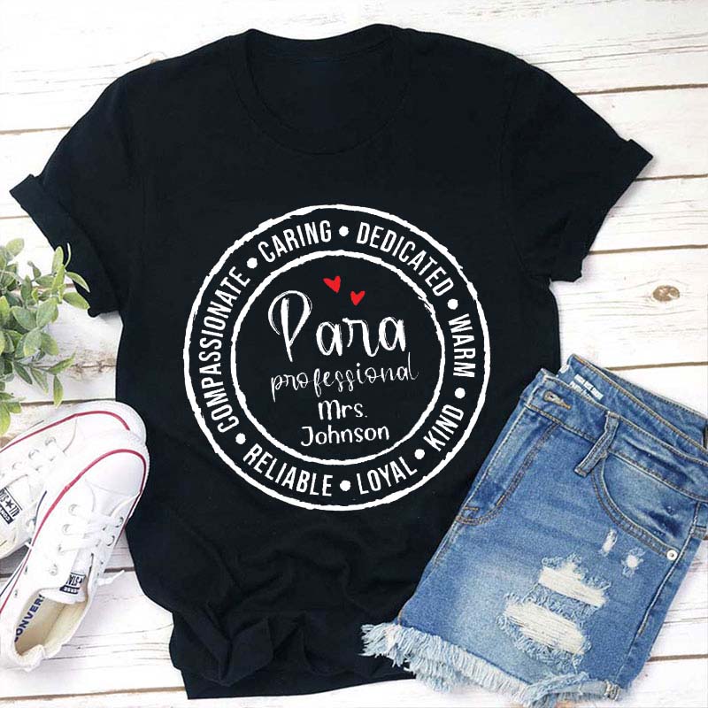 Personalized Caring Dedicated Warm Teacher T-Shirt