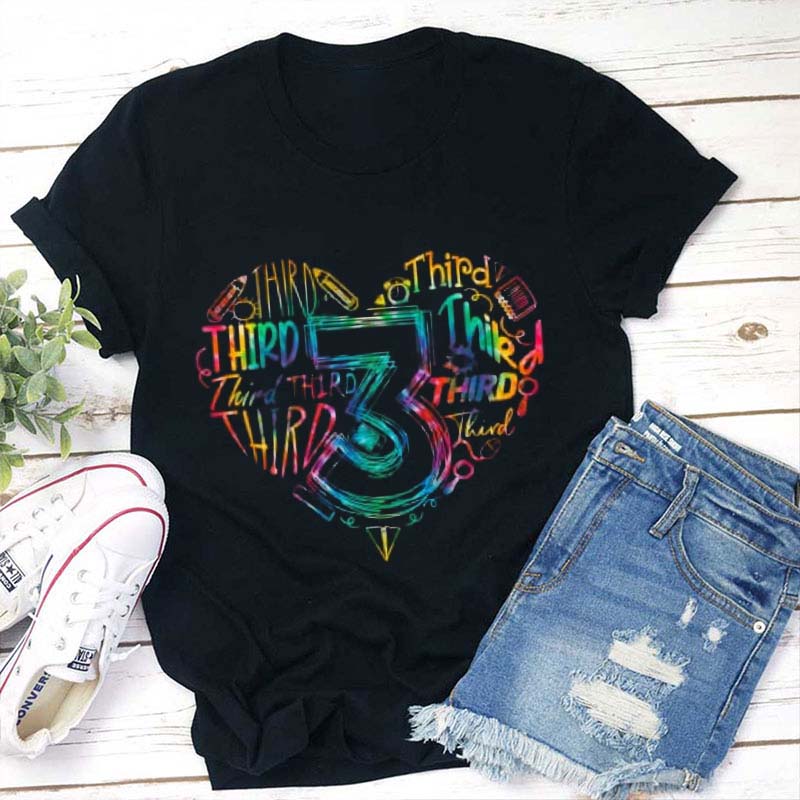 Personalized Colorful Heart Teacher T-Shirt