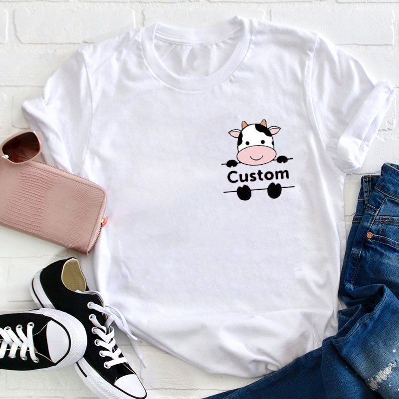 Personalized Cute Cow Teacher T-Shirt