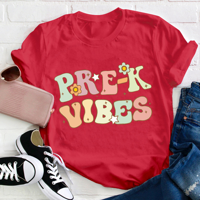 Teachergive Personalized Cute Vibes Teacher T Shirt Sale