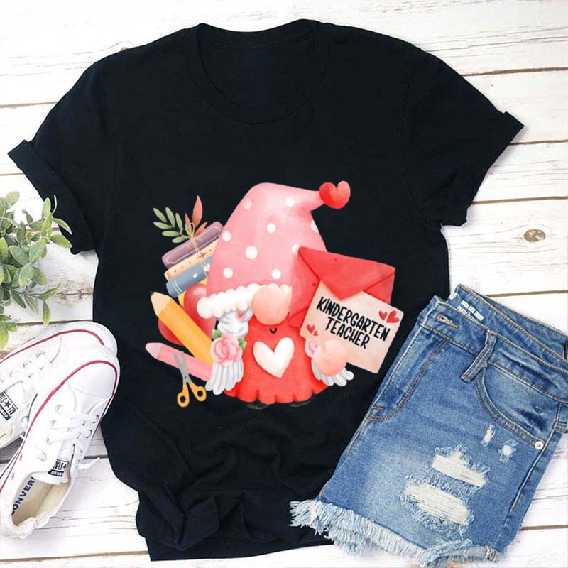Personalized Gnome Valentine Teacher T-Shirt