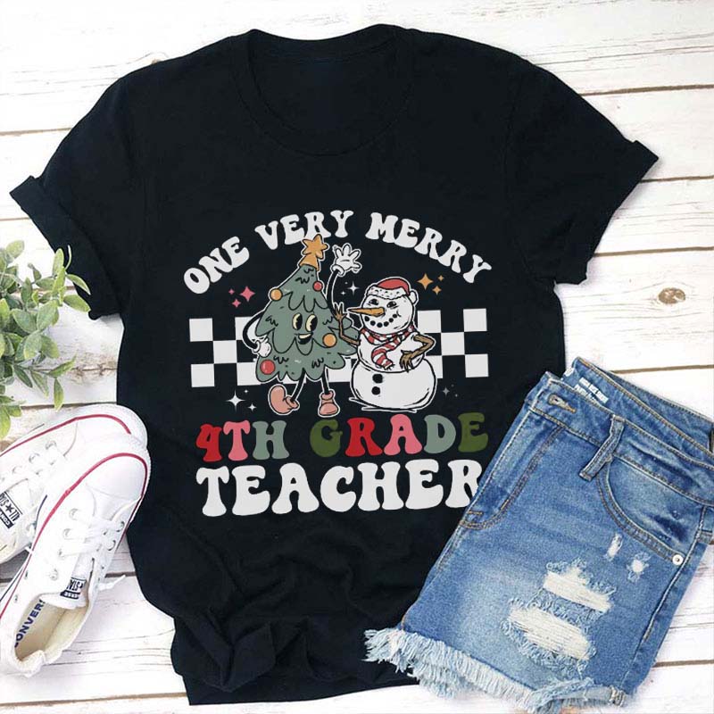 Personalized Grade Very Merry Teacher T-Shirt