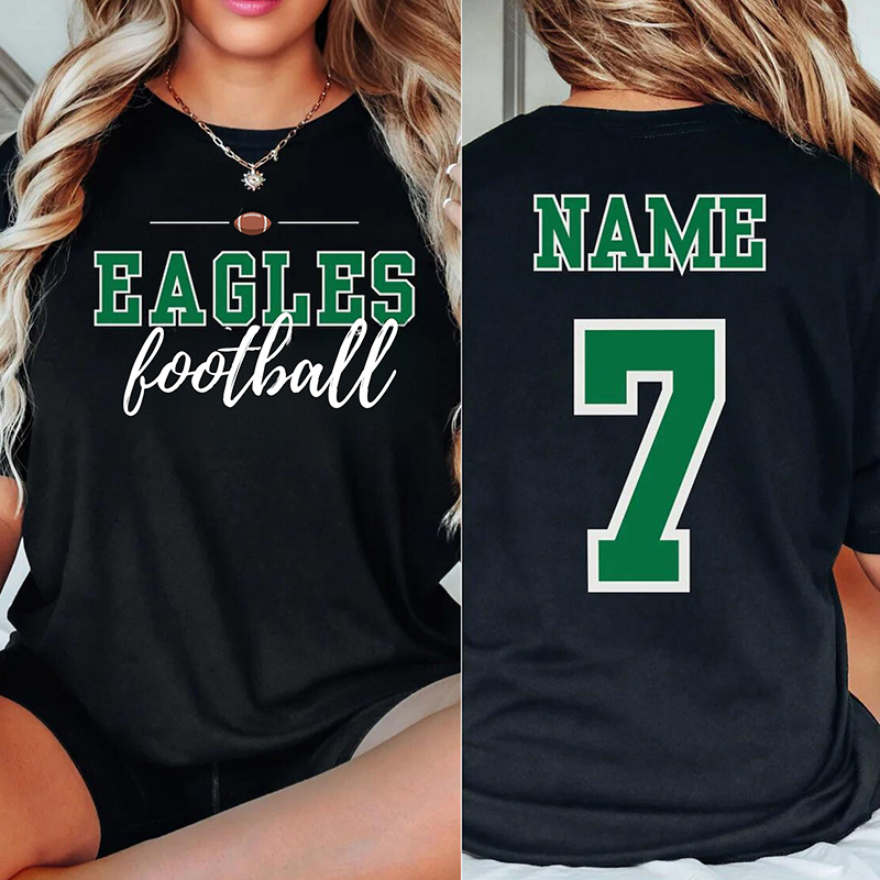Personalized Mascot Sport Name And Number Game Day Teacher Two Sided T-Shirt