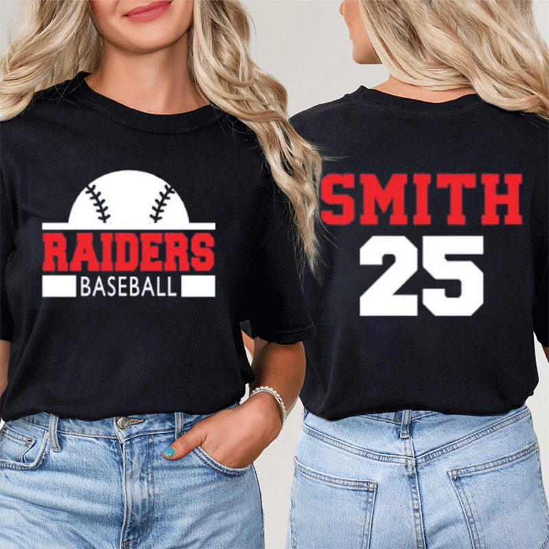 Personalized Mascot Sport Name And Number Teacher Two Sided T-Shirt