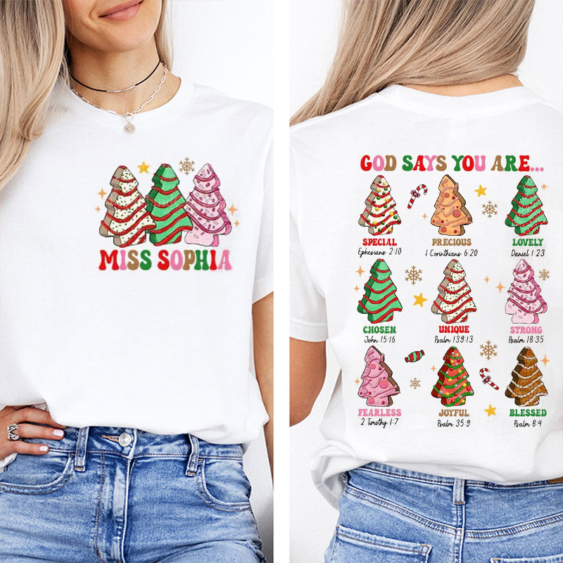 Personalized Name God Says You Are Teacher Two Sided T-Shirt